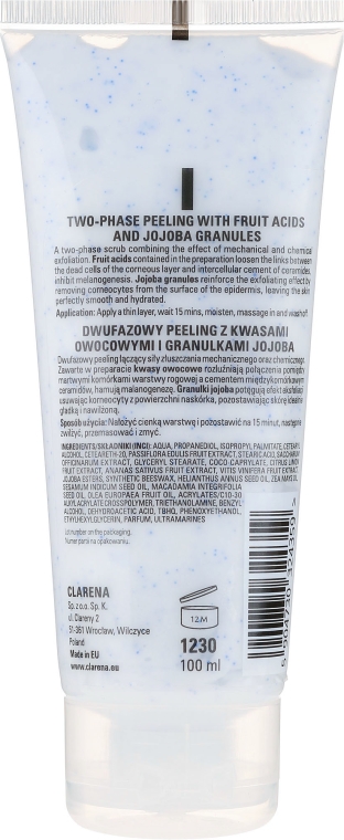 Dwufazowy peeling do twarzy z kwasami owocowymi i granulkami jojoba - Clarena AHA Max Forte Peeling — Zdjęcie N2