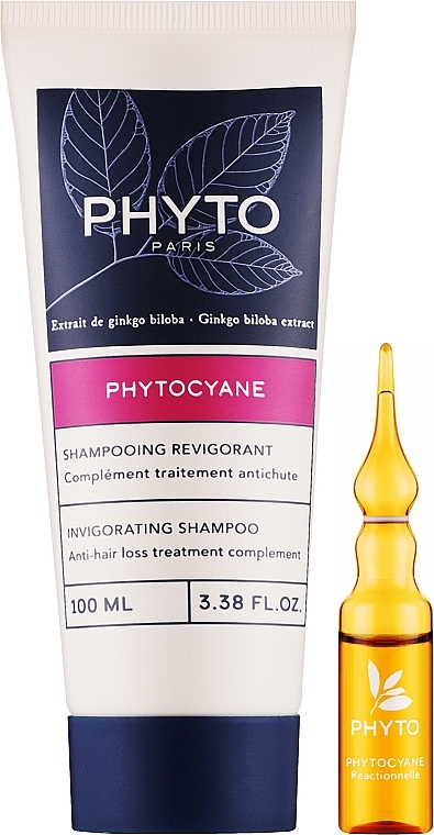 Zestaw - Phyto Phytocyane (ampoules/12x5ml + shm/100ml) — Zdjęcie N1