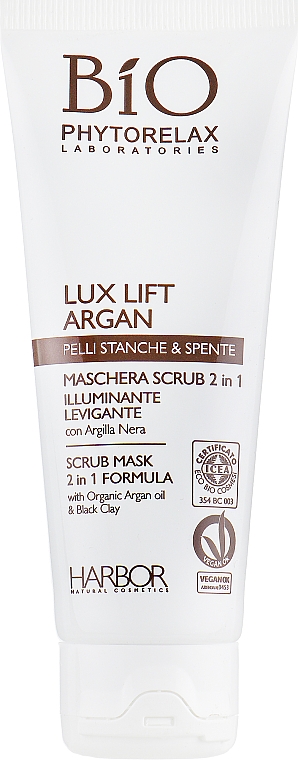 Liftingująca maska peelingująca do cery zmęczonej i matowej - Phytorelax Laboratories Lux Lift Argan Illuminating Scrub Mask 2 in 1 — Zdjęcie N2