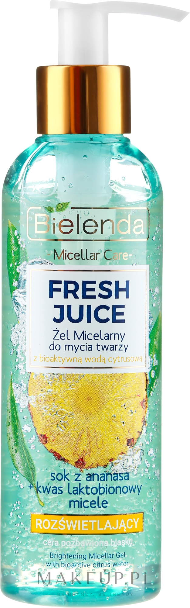 Rozświetlający żel micelarny do twarzy z bioaktywną wodą cytrusową - Bielenda Fresh Juice — Zdjęcie 190 g