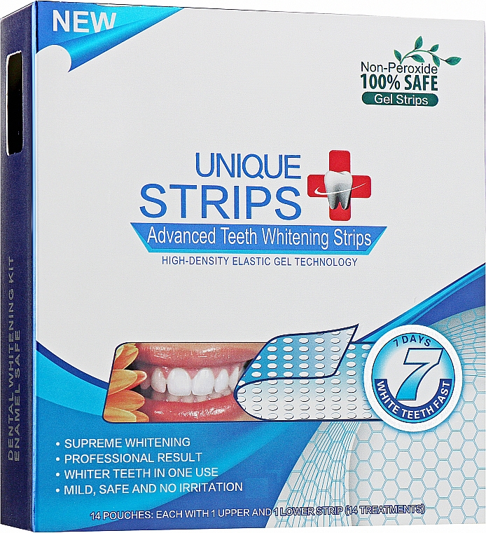 Domowe paski do wybielania zębów - Unique Strips White Blue Light — Zdjęcie N1
