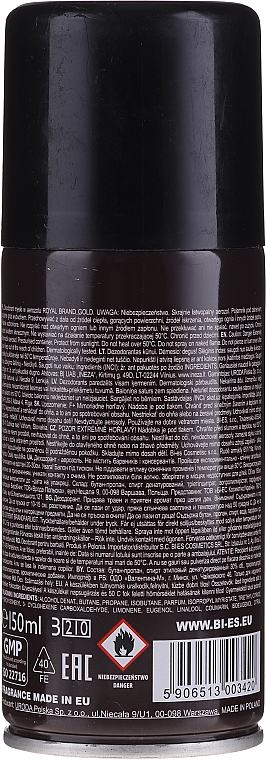 Dezodorant w sprayu dla mężczyzn - Bi-es Royal Brand Gold — Zdjęcie N2