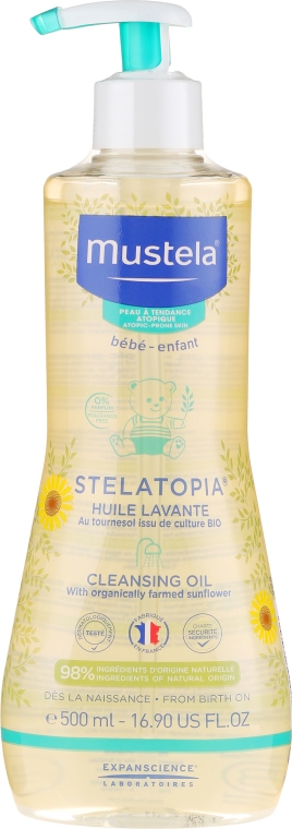 Delikatny olejek oczyszczający dla dzieci - Mustela Bébé Stelatopia Sunflower Cleansing Oil