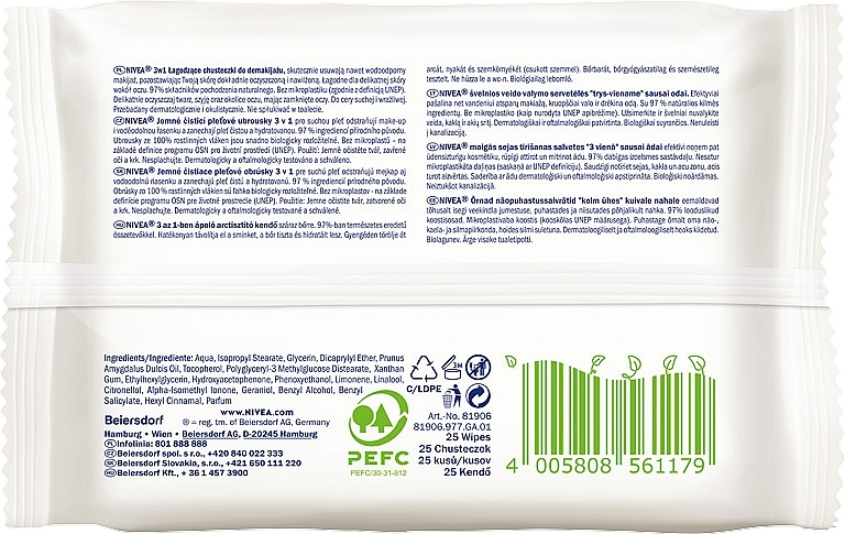 Biodegradowalne chusteczki łagodzące do demakijażu - NIVEA Biodegradable Cleansing Wipes 3in1 — Zdjęcie N2