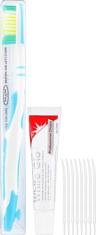 Podróżny zestaw do higieny jamy ustnej - White Glo Travel Pack (t/paste/24g + t/brush/1pc + t/pick/8pcs) — Zdjęcie N2
