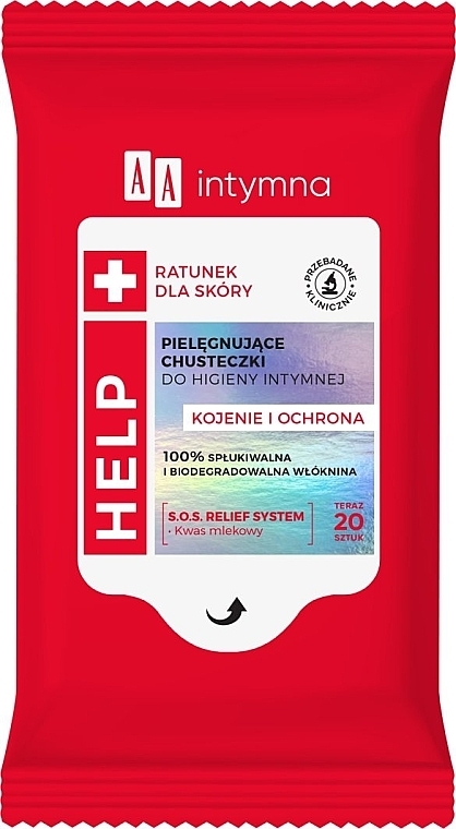 Chusteczki do higieny intymnej Kojenie i ochrona, 20 szt - AA Intimate Help Soothing & Protection Wipes — Zdjęcie N1