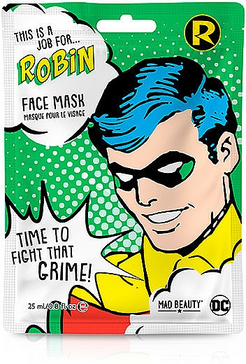 Maseczka w płachcie do twarzy Ogórek - Mad Beauty DC This Is A Job For Robin Face Mask — Zdjęcie N1