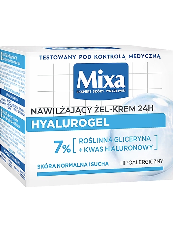 Nawilżający krem-żel do normalnej i wrażliwej skóry twarzy z kwasem hialuronowym i gliceryną - Mixa Hydrating Hyalurogel Intensive Hydration — Zdjęcie N4