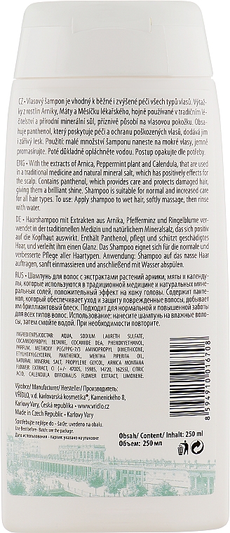 Szampon do włosów z ekstraktami ziołowymi i pantenolem - Vridlo Karlowe Wary Arnika — Zdjęcie N2