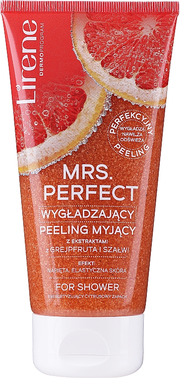 Wygładzający peeling myjący do ciała z ekstraktem z grejpfruta i szałwii - Lirene Mrs. Perfect Peeling