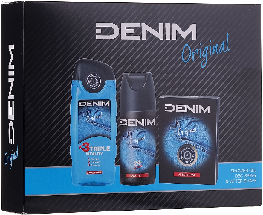 PRZECENA! Denim Original - Zestaw (ash/lot 100 ml + deo/spray 150 ml + sh/gel 250 ml) * — Zdjęcie N2