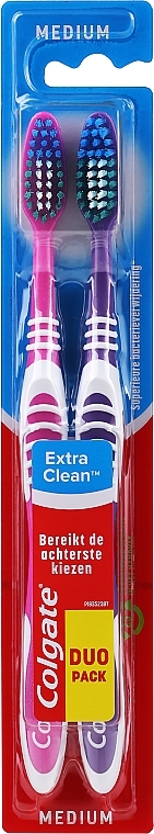Zestaw szczoteczek do zębów, średnia twardość, fioletowa + ciemny róż - Colgate Expert Cleaning Medium Toothbrush — Zdjęcie N1