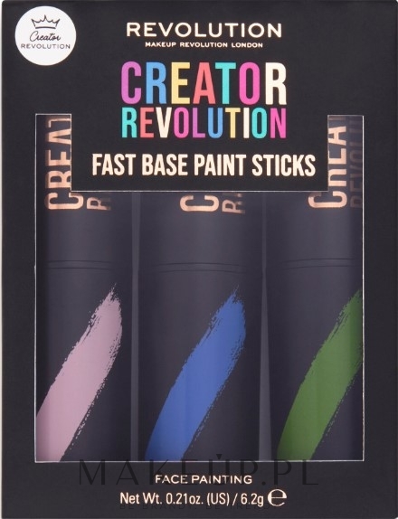 Zestaw sztyftów do makijażu - Makeup Revolution Creator Fast Base Paint Stick Set Pink, Blue & Green — Zdjęcie 6.2 g
