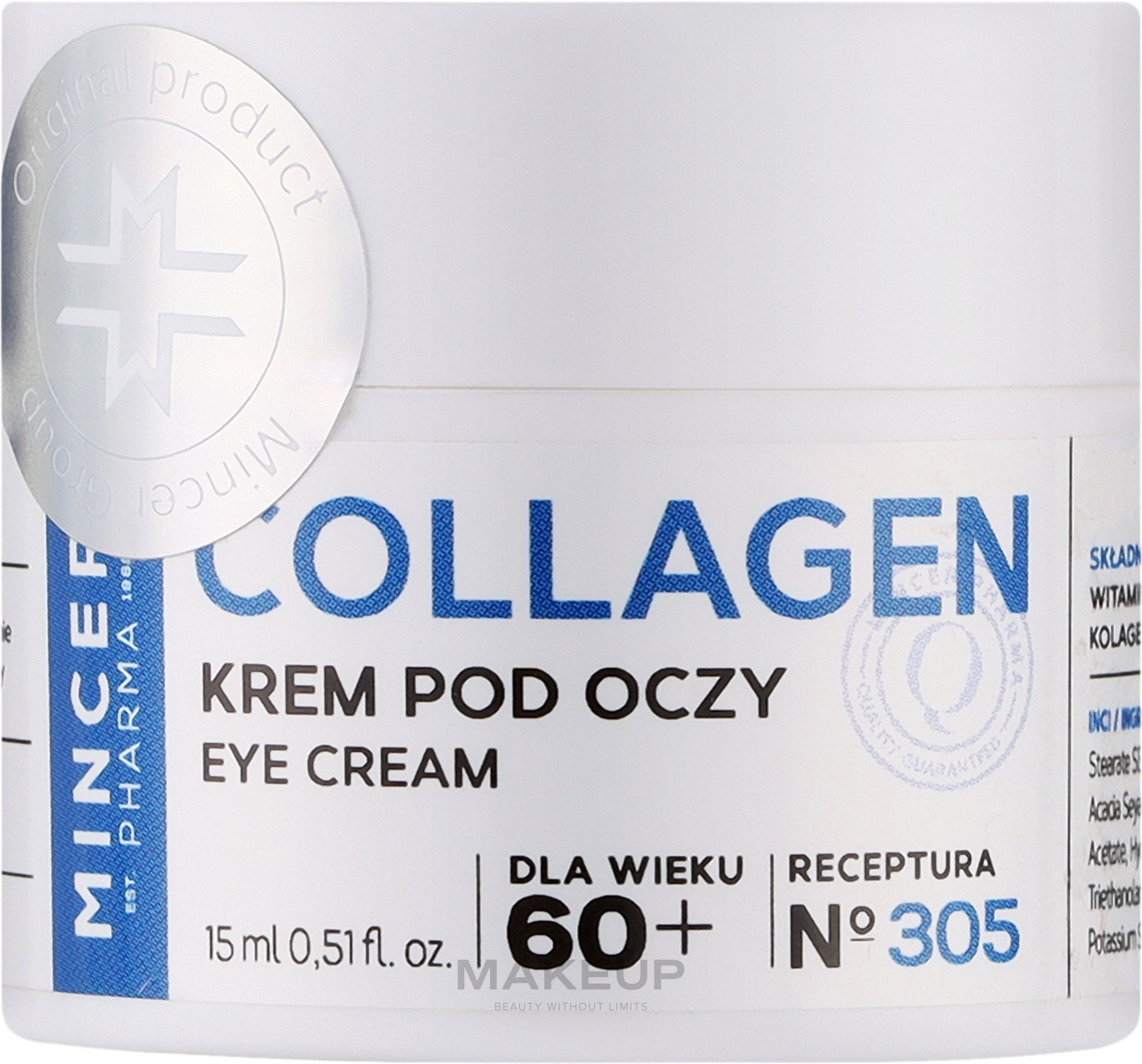 Krem pod oczy 60+ №305 - Mincer Pharma Collagen Eye Cream — Zdjęcie 15 ml