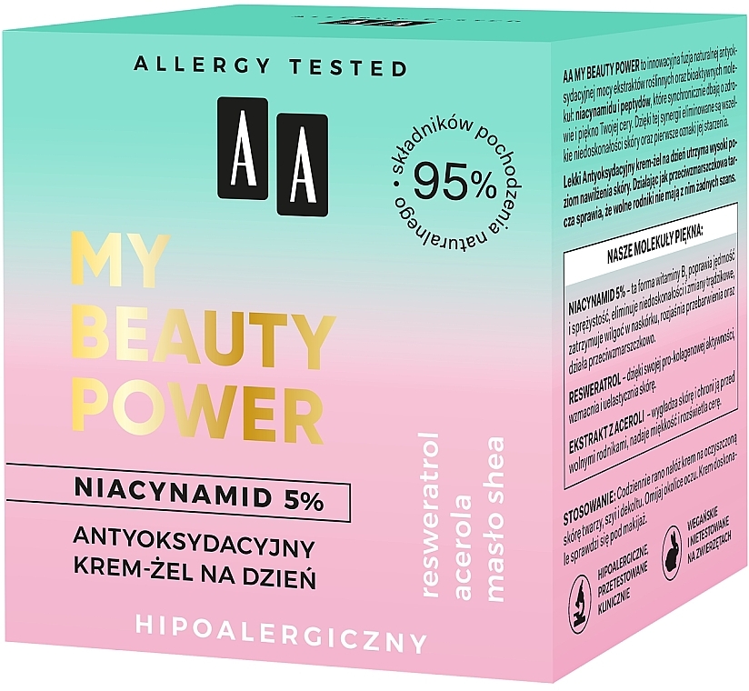 Antyoksydacyjny krem-żel na dzień Niacynamid 5% - AA My Beauty Power Niacynamid 5% Antioxidant Day Cream-Gel — Zdjęcie N4
