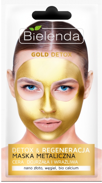 Metaliczna maska do cery dojrzałej i wrażliwej Detoks i regeneracja - Bielenda Gold Detox Metallic Mask — Zdjęcie N1