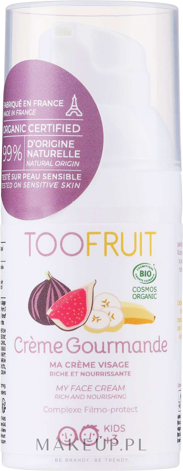 Odżywczy krem do twarzy dla dzieci do cery suchej - Toofruit Gourmet Cream Banana&Fig — Zdjęcie 30 ml