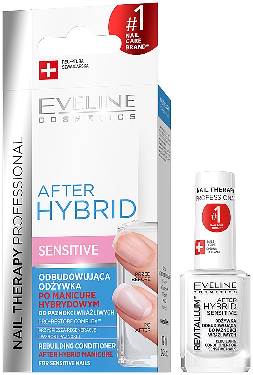 Odbudowująca odżywka do paznokci - Eveline Cosmetics Nail Therapy Professional After Hybrid Sensitive — Zdjęcie N1