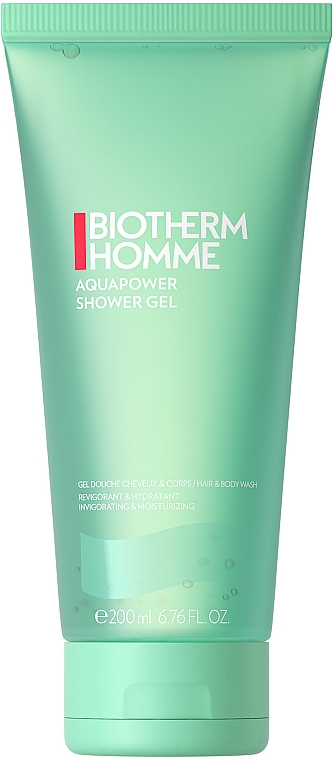 Nawilżający żel pod prysznic do ciała i włosów dla mężczyzn - Biotherm Homme Aquapower Shower Gel