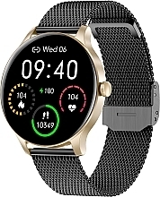 Smartwatch damski, czarno-złota bransoleta - Garett Smartwatch Classy — Zdjęcie N1