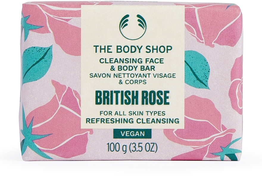 Mydło do twarzy i ciała z brytyjskiej róży - The Body Shop British Rose Cleansing Face & Body Bar — Zdjęcie N1
