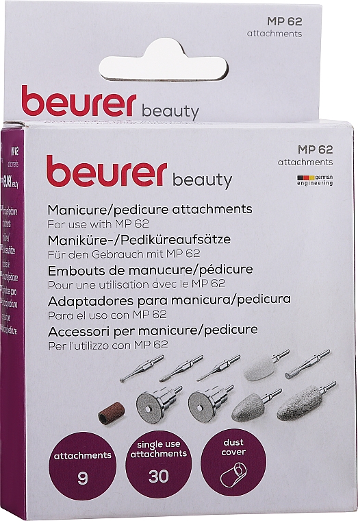 Końcówki do manicure i pedicure, 9 szt. szafirowe i filcowe - Beurer MP 62 — Zdjęcie N1
