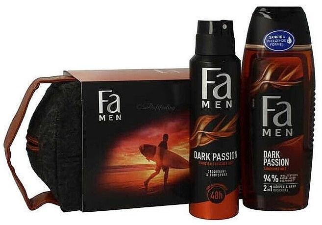 Zestaw - Fa Men Dark Passion (deo/150ml + sh/gel/250ml + bag) — Zdjęcie N1