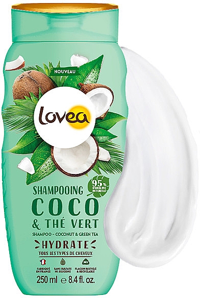 Szampon do włosów Kokos i zielona herbata - Lovea Shampoo Coconut & Green Tea — Zdjęcie N3