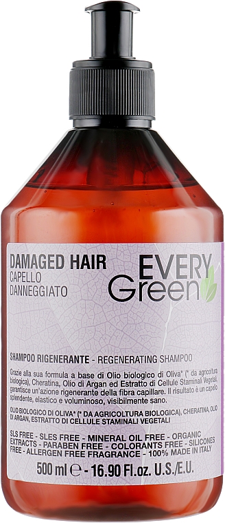 Rewitalizujący szampon do włosów zniszczonych - Dikson Every Green Damaged Hair Regenerating Shampoo — Zdjęcie N1