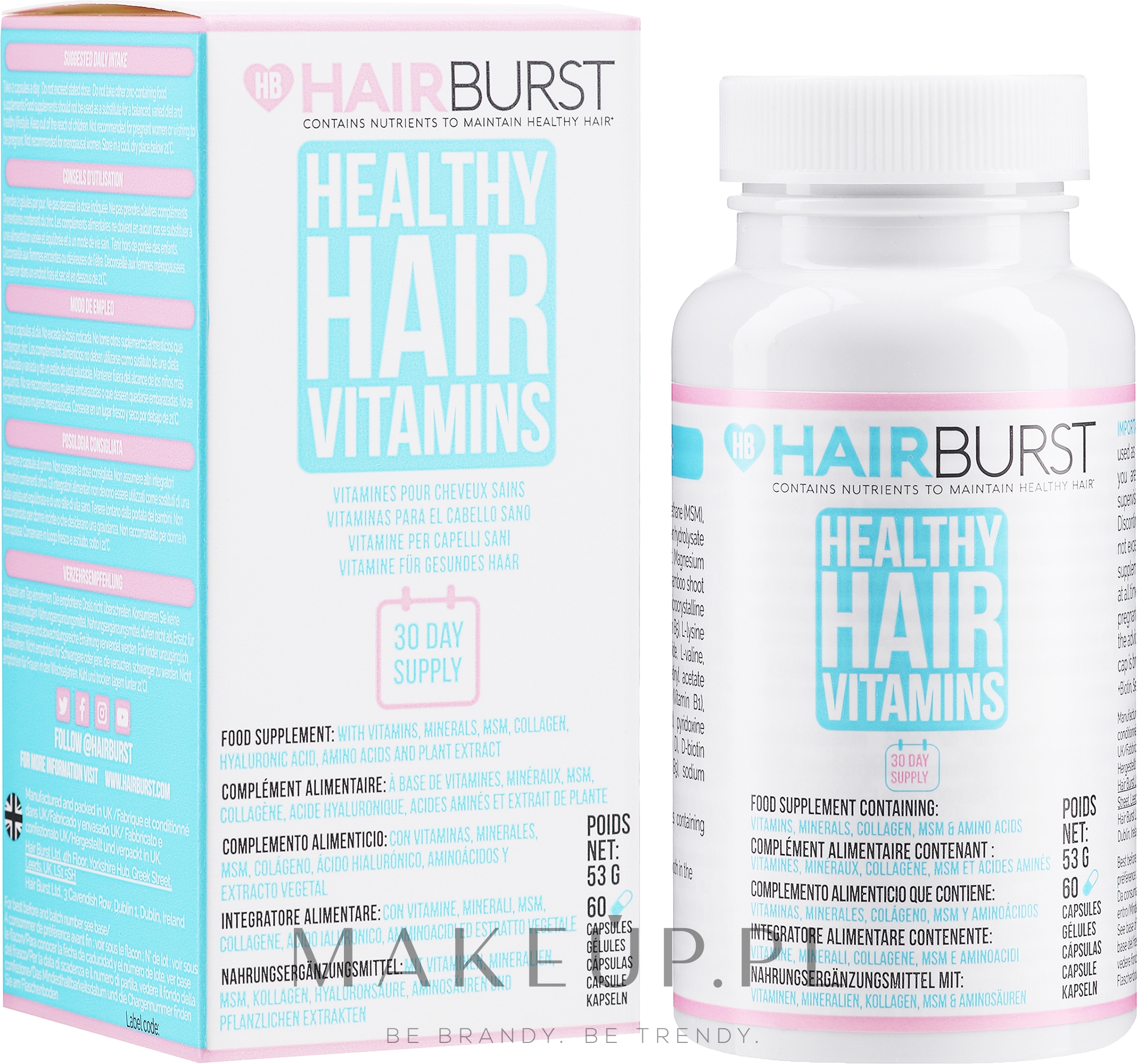 Witaminy w kapsułkach na porost i wzmocnienie włosów - Hairburst Healthy Hair Vitamins — Zdjęcie 60 szt.