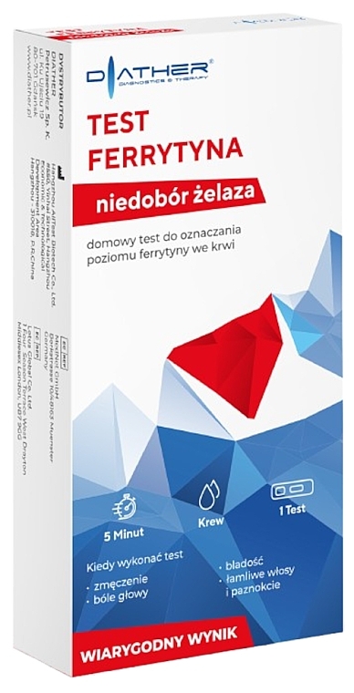 Test do oznaczania poziomu ferrytyny we krwi - Diather Diagnostics & Therapy — Zdjęcie N1