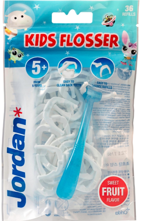 Zestaw - Jordan Kids Flosser (floss/1szt + refils/36szt) — Zdjęcie N1