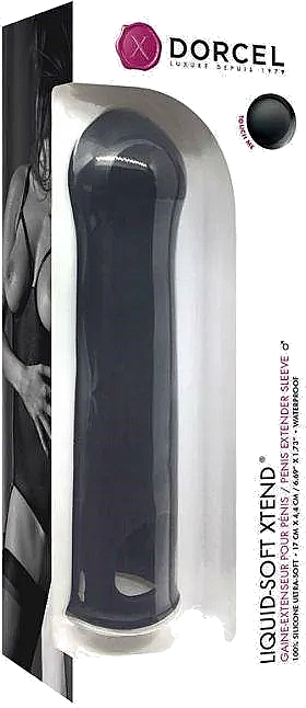 Silikonowa końcówka do przedłużania penisa - Marc Dorcel Liquid-Soft Xtend Black — Zdjęcie N1