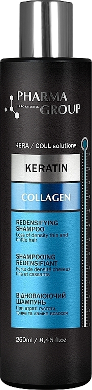 Regenerujący szampon do włosów z keratyną i kolagenem - Pharma Group Laboratories Keratin + Collagen Redensifying Shampoo