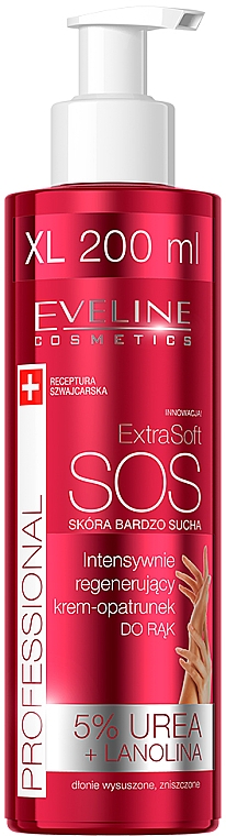 Intensywnie regenerujący krem-opatrunek do rąk 5% urea + lanolina - Eveline Cosmetics Professional Extra Soft SOS