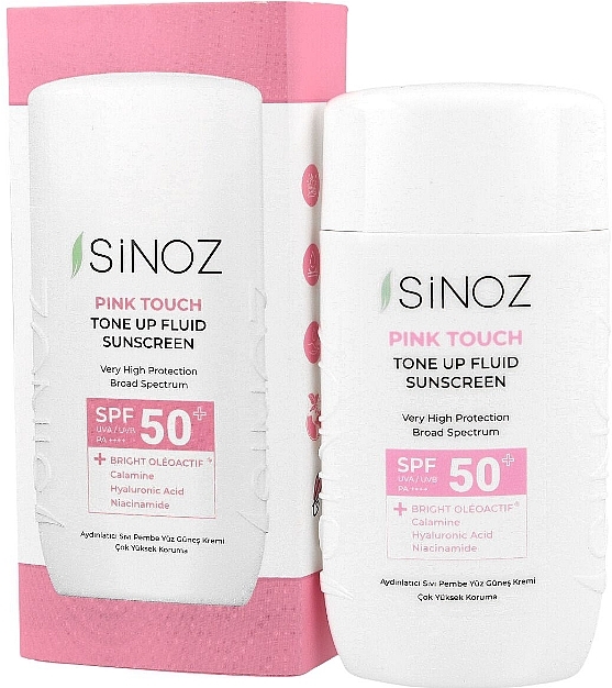 Krem przeciwsłoneczny do twarzy SPF 50+ - Sinoz Pink Touch Tone Up Fluid Sunscreen SPF50+ / PA++++ — Zdjęcie N1