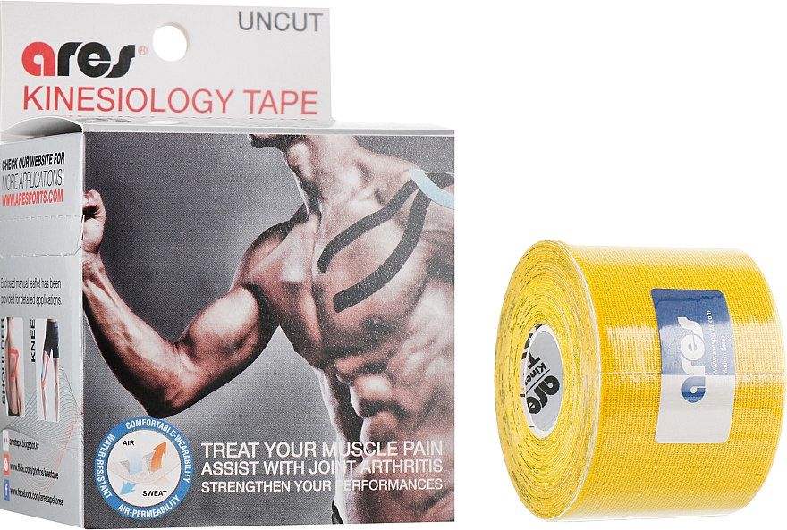 Taśma do kinesiotapingu Żółta - Ares Kinesio Tape Standart — Zdjęcie N1