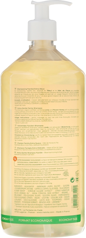 Delikatny szampon do włosów - Melvita Flower Honey & Lime Extra-Gentle Family Shampoo — Zdjęcie N2