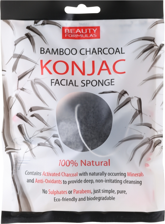 Gąbka konjac do mycia z węglem bambusowym - Beauty Formulas Konjac Bamboo Charcoal Facial Sponge