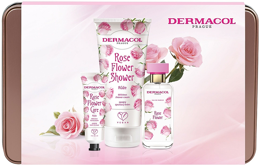 Dermacol Rose Flower - Zestaw (edp 50 ml + h/cr 30 ml + sh/cr 200 ml) — Zdjęcie N1