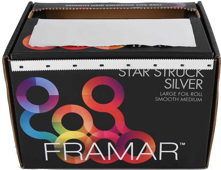 Folia fryzjerska w rolce, 487 m - Framar Large Roll Medium Star Struck Silver — Zdjęcie N2