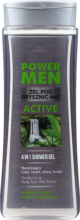 Nawilżająco-oczyszczający żel pod prysznic 4 w 1 z konopiami dla mężczyzn - Joanna Power Men