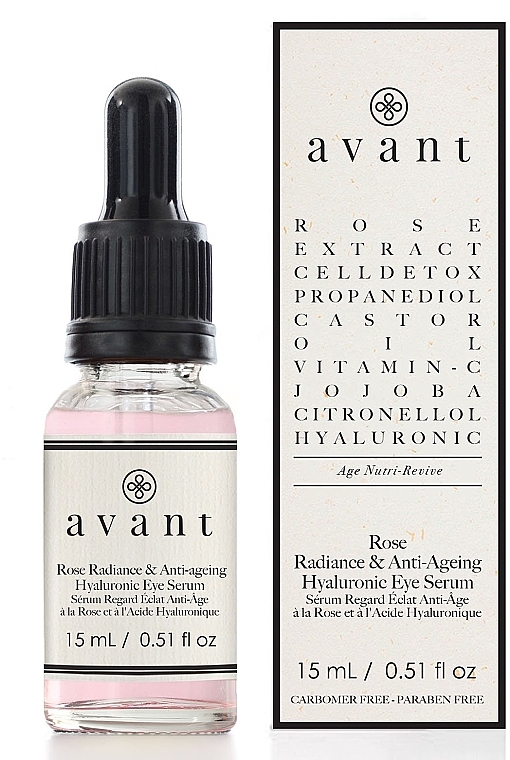 Rozświetlające hialuronowe serum przeciwzmarszczkowe pod oczy - Avant Rose Radiance & Anti-ageing Hyaluronic Eye Serum — Zdjęcie N1