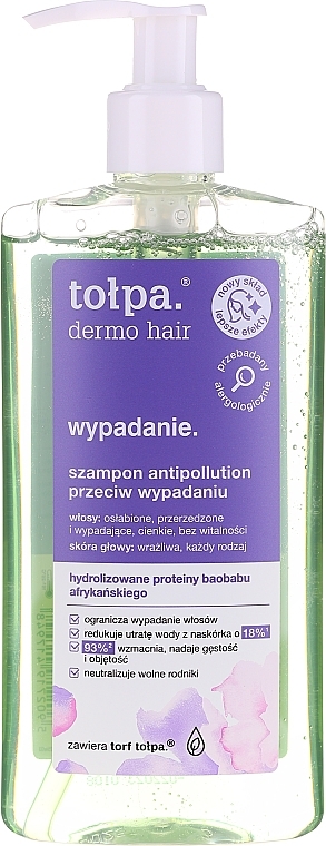 PRZECENA! Szampon antipollution przeciw wypadaniu włosów - Tołpa Dermo Hair Anti-Hairloss Shampoo * — Zdjęcie N1