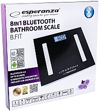 Waga diagnostyczna, czarna - Esperanza 8 In 1 Bluetooth Bathroom Scale B.Fit EBS016K — Zdjęcie N4
