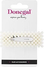 Spinka do włosów, biała, prostokątna z perłami - Donegal — Zdjęcie N1