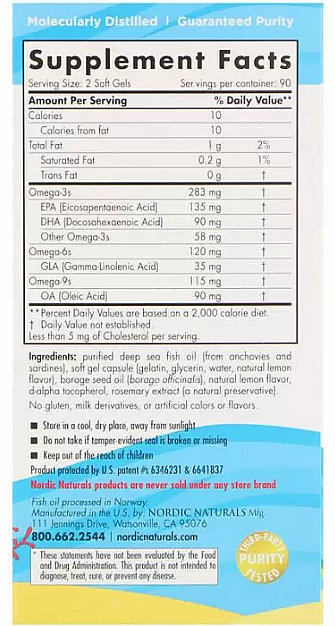 Suplement diety dla nastolatków o smaku cytrynowym Kwasy Omega-3 - Nordic Naturals Complete Omega Junior — Zdjęcie N3