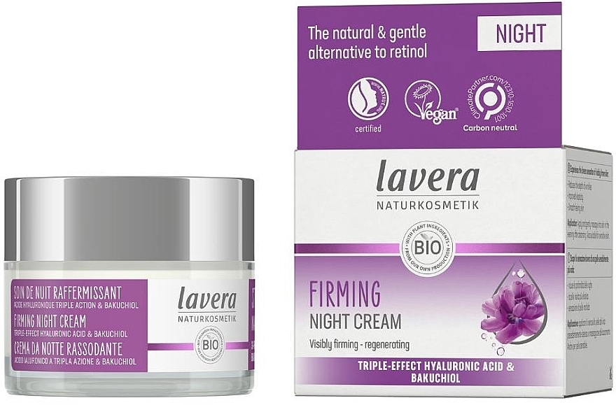 WYPRZEDAŻ Krem do twarzy na noc - Lavera Firming Night Cream Triple-Effect Hyaluronic Acid & Bakuchiol * — Zdjęcie N3
