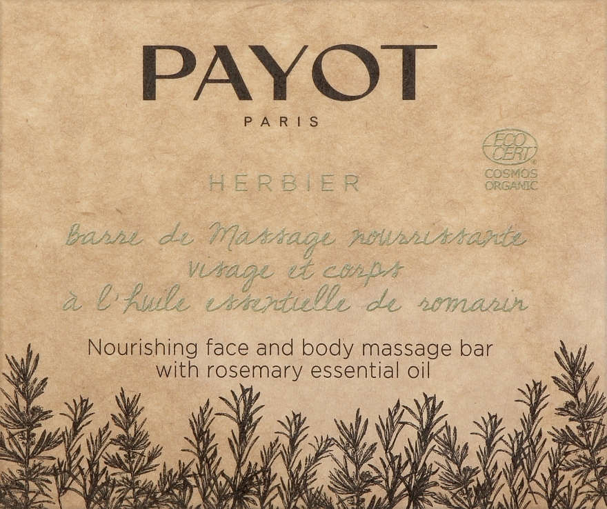 Olejek w kostce do masażu z olejem eterycznym z rozmarynu - Payot Herbier Nourishing Massage Bar — Zdjęcie N1