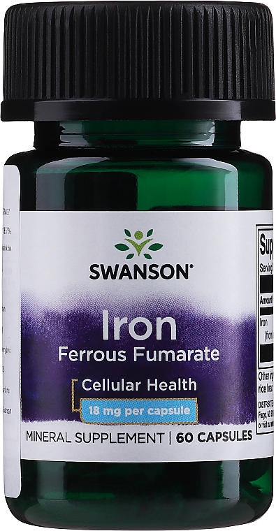 Suplement diety Żelazo o wysokim stężeniu, 18 mg - Swanson Iron Ferrous Fumarate 18 mg — Zdjęcie N1